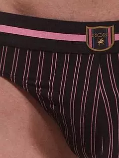 Мужские черные трусы в розовую полоску с широкой резинкой HOM Smart Stripes 02177cK9